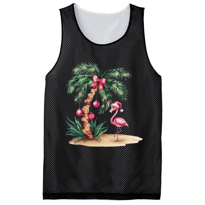 Flamingo Christmas In July Coquette Bow Palm Tree Summer Mesh Reversible Basketball Jersey Tank