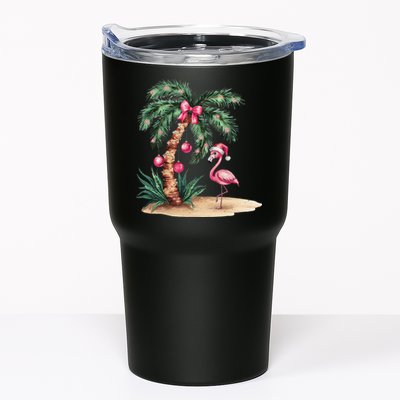 Flamingo Christmas In July Coquette Bow Palm Tree Summer Tumbler