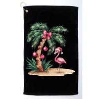 Flamingo Christmas In July Coquette Bow Palm Tree Summer Golf Towel