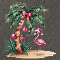 Flamingo Christmas In July Coquette Bow Palm Tree Summer Cotton Canvas Backpack