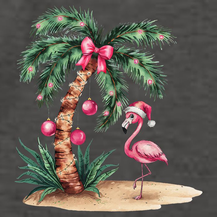Flamingo Christmas In July Coquette Bow Palm Tree Summer Vector Backpack
