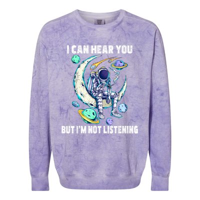 Funny Cat I Can Hear You But Im Listening Colorblast Crewneck Sweatshirt