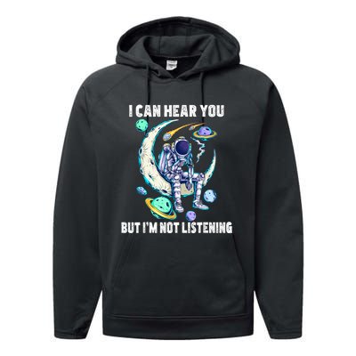 Funny Cat I Can Hear You But Im Listening Performance Fleece Hoodie