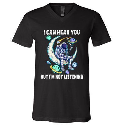 Funny Cat I Can Hear You But Im Listening V-Neck T-Shirt