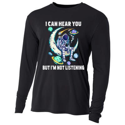 Funny Cat I Can Hear You But Im Listening Cooling Performance Long Sleeve Crew