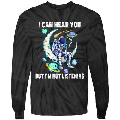 Funny Cat I Can Hear You But Im Listening Tie-Dye Long Sleeve Shirt