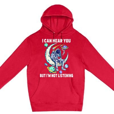 Funny Cat I Can Hear You But Im Listening Premium Pullover Hoodie