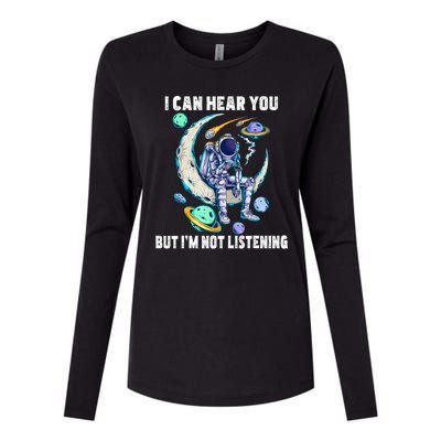 Funny Cat I Can Hear You But Im Listening Astronut Womens Cotton Relaxed Long Sleeve T-Shirt