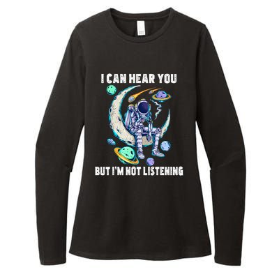 Funny Cat I Can Hear You But Im Listening Astronut Womens CVC Long Sleeve Shirt