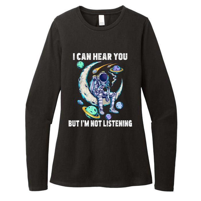 Funny Cat I Can Hear You But Im Listening Astronut Womens CVC Long Sleeve Shirt