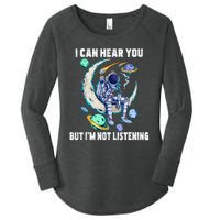 Funny Cat I Can Hear You But Im Listening Astronut Women's Perfect Tri Tunic Long Sleeve Shirt