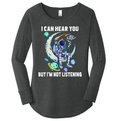 Funny Cat I Can Hear You But Im Listening Astronut Women's Perfect Tri Tunic Long Sleeve Shirt