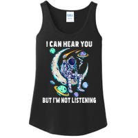 Funny Cat I Can Hear You But Im Listening Astronut Ladies Essential Tank