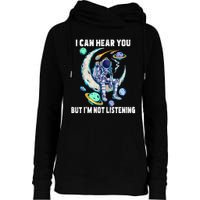 Funny Cat I Can Hear You But Im Listening Astronut Womens Funnel Neck Pullover Hood