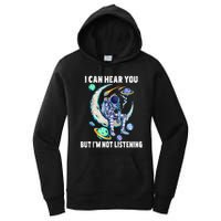 Funny Cat I Can Hear You But Im Listening Astronut Women's Pullover Hoodie