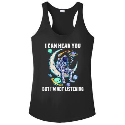 Funny Cat I Can Hear You But Im Listening Astronut Ladies PosiCharge Competitor Racerback Tank