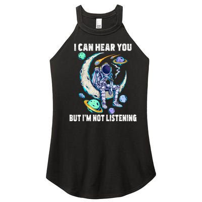 Funny Cat I Can Hear You But Im Listening Astronut Women’s Perfect Tri Rocker Tank