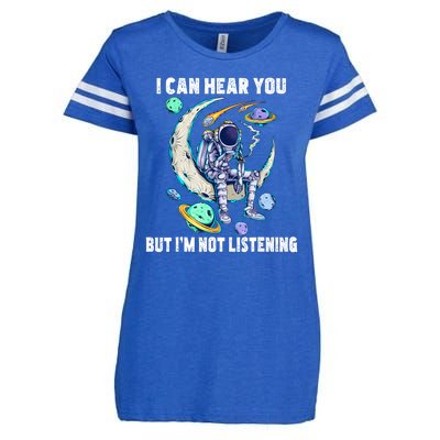 Funny Cat I Can Hear You But Im Listening Astronut Enza Ladies Jersey Football T-Shirt