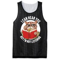 Funny Cat I Can Hear You But Im Listening Mesh Reversible Basketball Jersey Tank