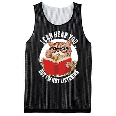 Funny Cat I Can Hear You But Im Listening Mesh Reversible Basketball Jersey Tank