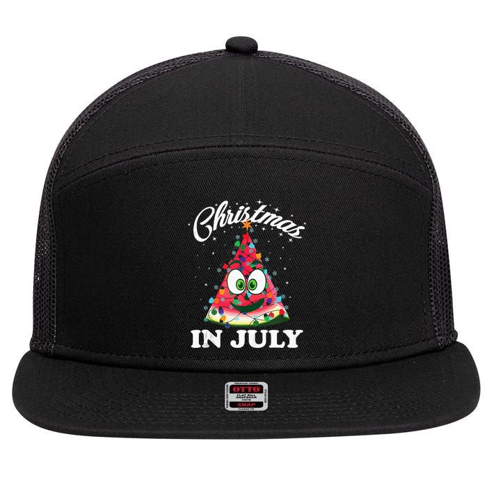 Funny Christmas in July Summer Watermelon 7 Panel Mesh Trucker Snapback Hat