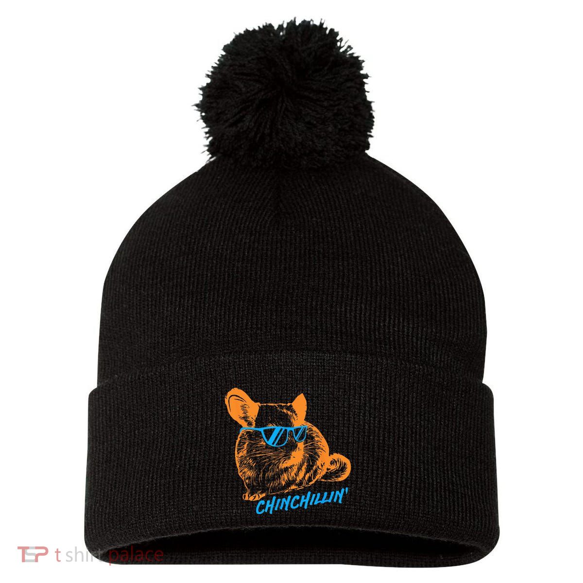 Funny Chinchillin I Chinchilla Owners Pom Pom 12in Knit Beanie
