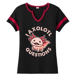 Funny Cute I Axolotl Questions Ladies Halftime Notch Neck Tee