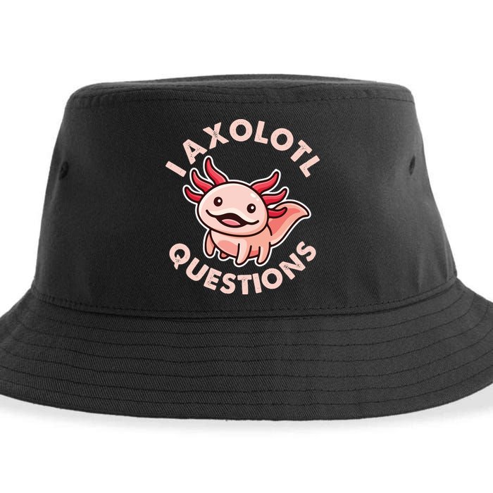 Funny Cute I Axolotl Questions Sustainable Bucket Hat