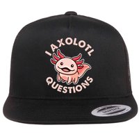 Funny Cute I Axolotl Questions Flat Bill Trucker Hat