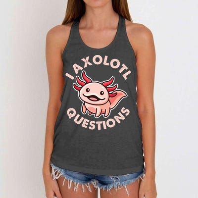 Funny Cute I Axolotl Questions Women's Knotted Racerback Tank