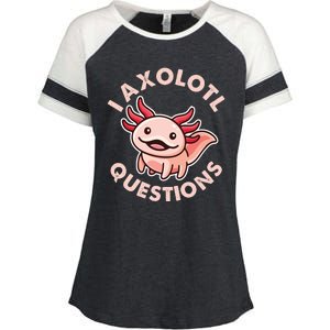 Funny Cute I Axolotl Questions Enza Ladies Jersey Colorblock Tee