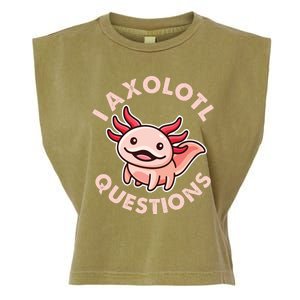 Funny Cute I Axolotl Questions Garment-Dyed Women's Muscle Tee