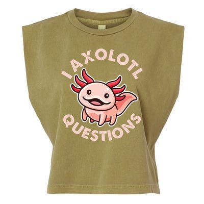 Funny Cute I Axolotl Questions Garment-Dyed Women's Muscle Tee