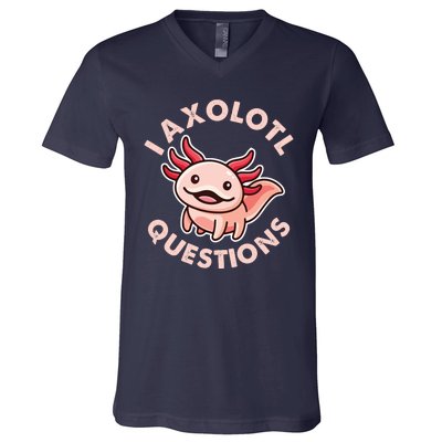 Funny Cute I Axolotl Questions V-Neck T-Shirt