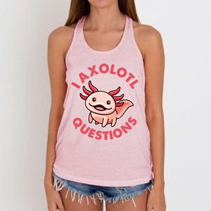 Funny Cute I Axolotl Questions Women's Knotted Racerback Tank