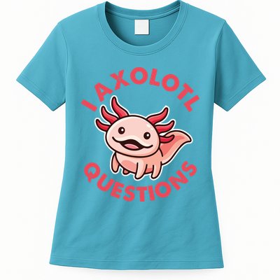 Funny Cute I Axolotl Questions Womens T-Shirt