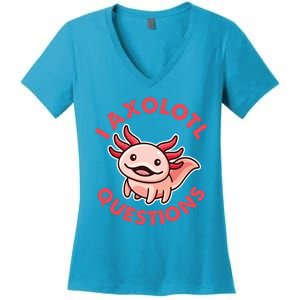 Funny Cute I Axolotl Questions Women's V-Neck T-Shirt