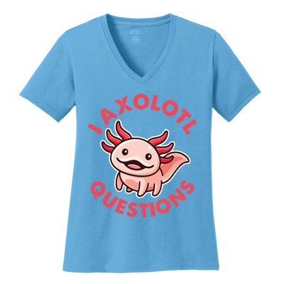 Funny Cute I Axolotl Questions Women's V-Neck T-Shirt