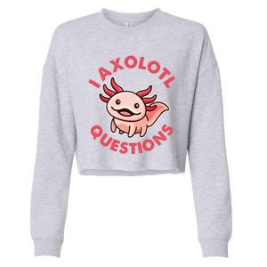 Funny Cute I Axolotl Questions Cropped Pullover Crew