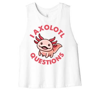 Funny Cute I Axolotl Questions Women's Racerback Cropped Tank