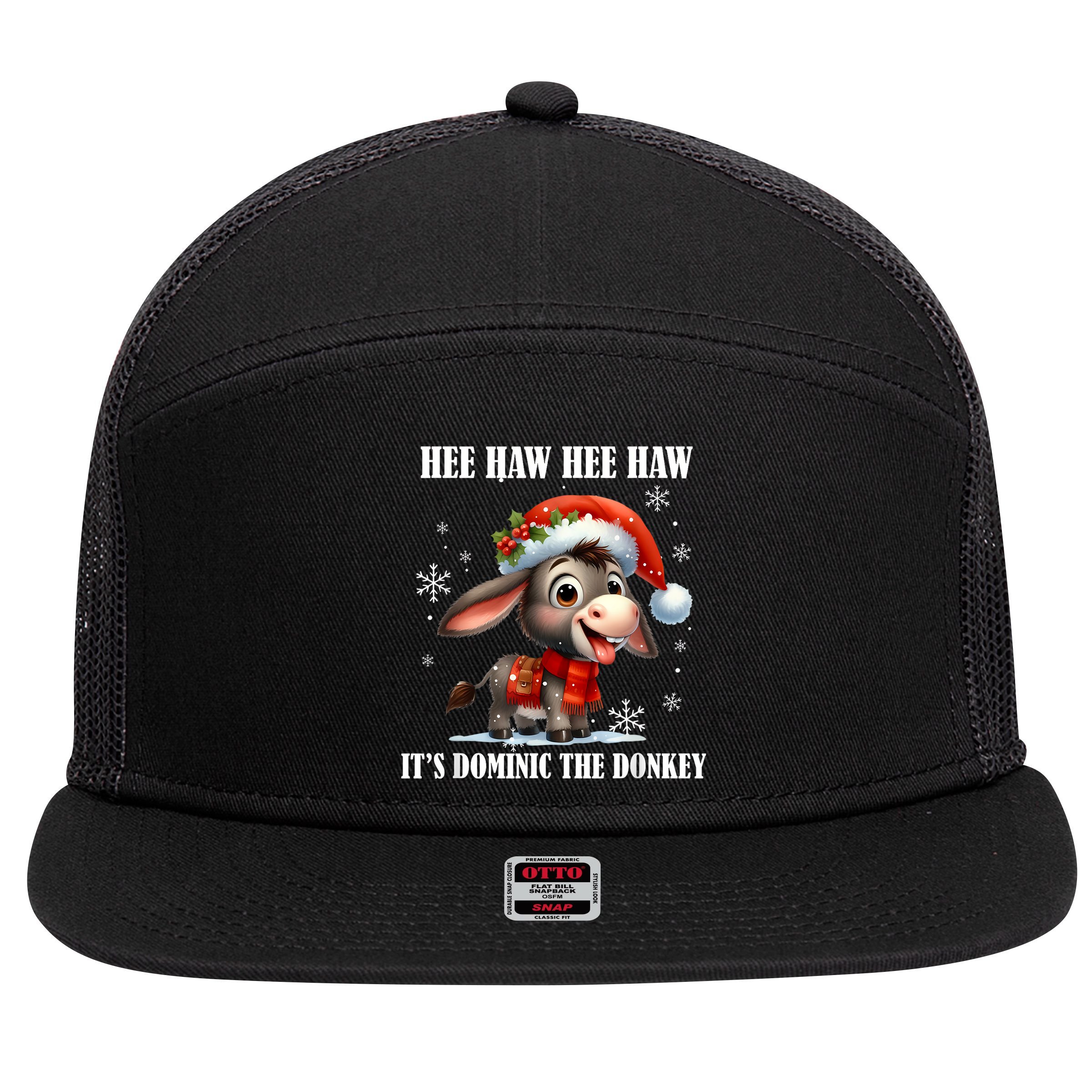 Funny Christmas Italian Christmas Donkey Dominic The Donkey 7 Panel Mesh Trucker Snapback Hat