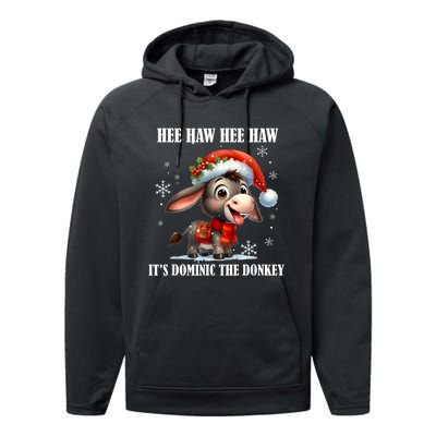 Funny Christmas Italian Christmas Donkey Dominic The Donkey Performance Fleece Hoodie