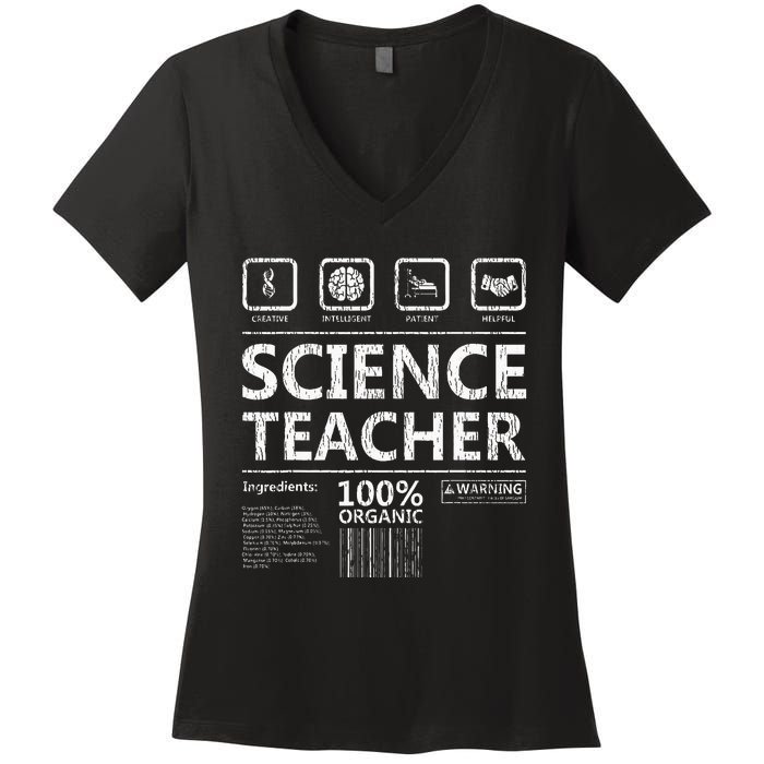 Funny Creative Intelegent Science Chemistry Biology Teacher Women's V-Neck T-Shirt