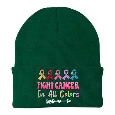 Fight Cancer In All Color Feather Breast Cancer Awareness Knit Cap Winter Beanie