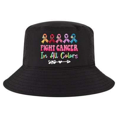 Fight Cancer In All Color Feather Breast Cancer Awareness Cool Comfort Performance Bucket Hat