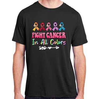 Fight Cancer In All Color Feather Breast Cancer Awareness Adult ChromaSoft Performance T-Shirt