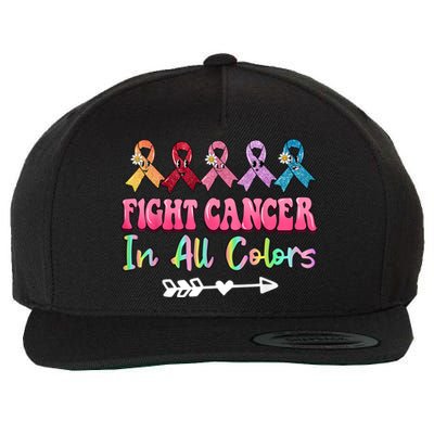 Fight Cancer In All Color Feather Breast Cancer Awareness Wool Snapback Cap