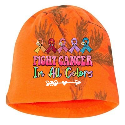 Fight Cancer In All Color Feather Breast Cancer Awareness Kati - Camo Knit Beanie