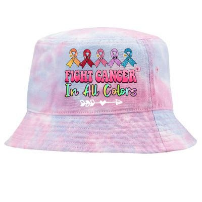 Fight Cancer In All Color Feather Breast Cancer Awareness Tie-Dyed Bucket Hat