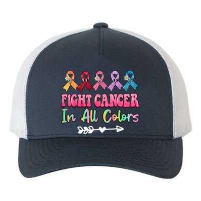 Fight Cancer In All Color Feather Breast Cancer Awareness Yupoong Adult 5-Panel Trucker Hat